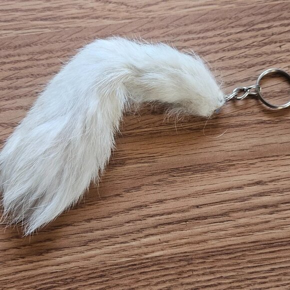 Real Fur Keys Holder White Hair Fur Handmade Keychain Key rings Handmade - Picture 10 of 12